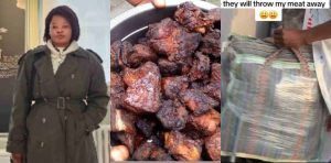 Nigerian lady in tears as her bag filled with fried cow meats gets seized at UK airport