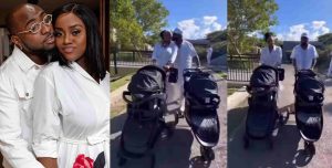 Singer Davido and his wife Chioma spotted together on vacation with their twin babies