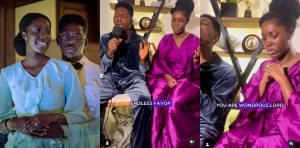  Video of Moses Bliss singing worship song with fiancé, Marie breaks into tears