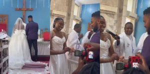 Video of actor Kunle Remi and his wife Tiwi exchange vows in church wedding