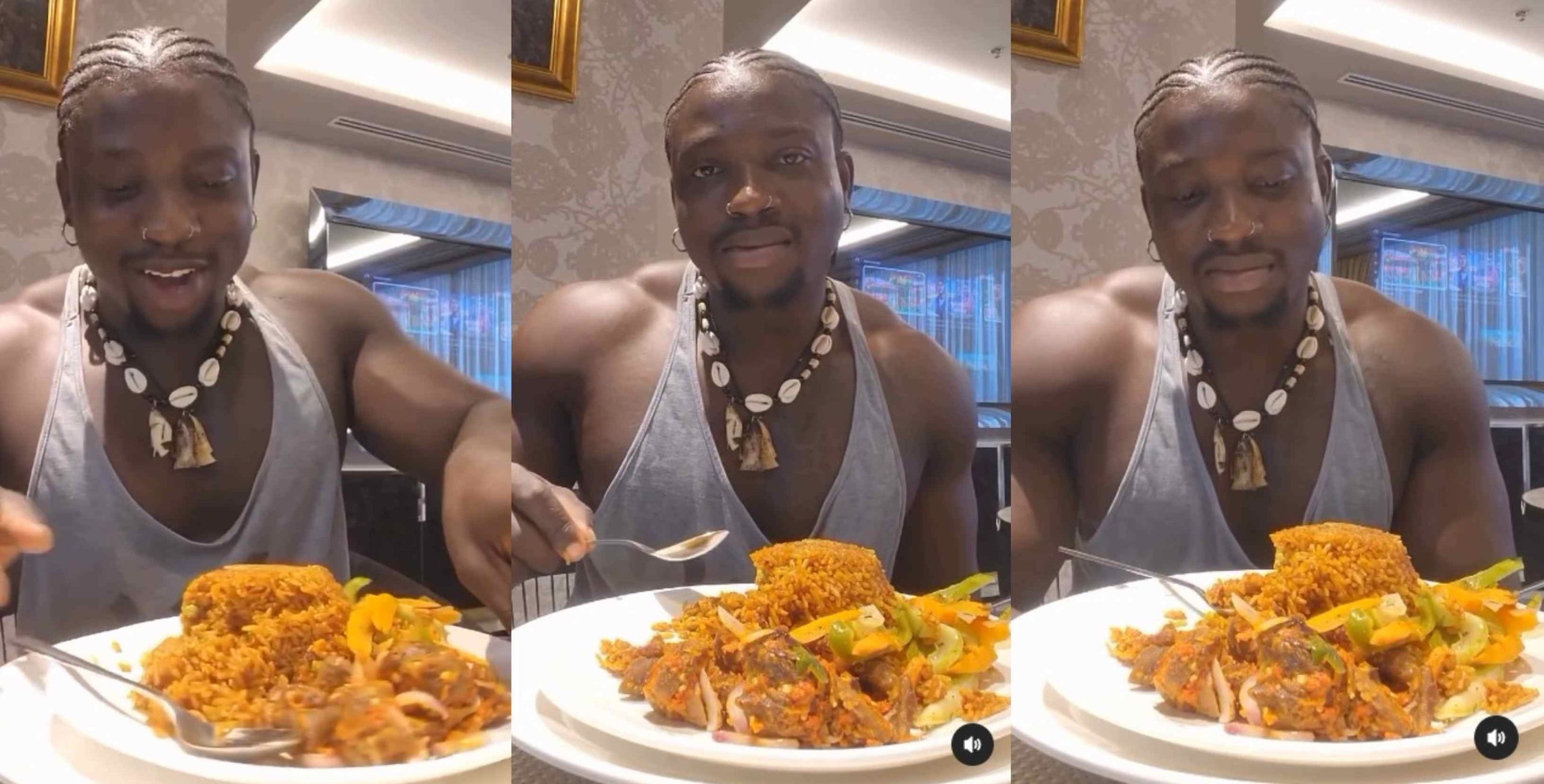 VeryDarkMan reacts as he eats Ghana jollof rice for the first time, says Nigeria jollof rice is better