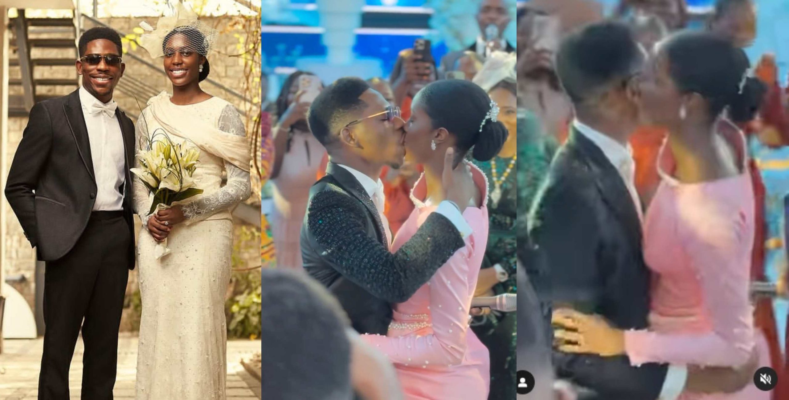 Mixed reactions as Moses Bliss and Marie lock lips at their wedding