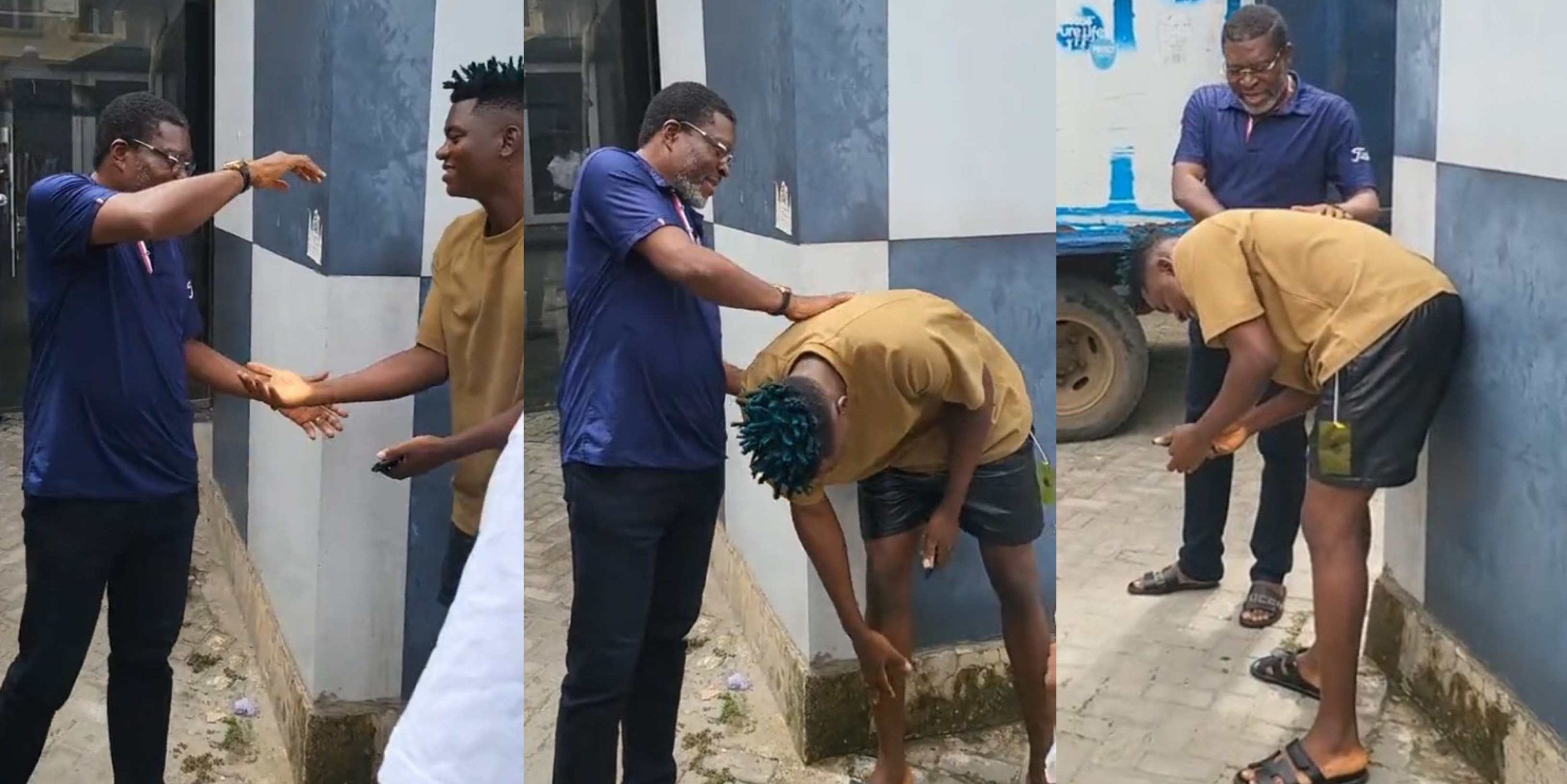 Moment actor Kanayo O. Kanayo bent OGB Recent to bow and greet him after stretching out his hands