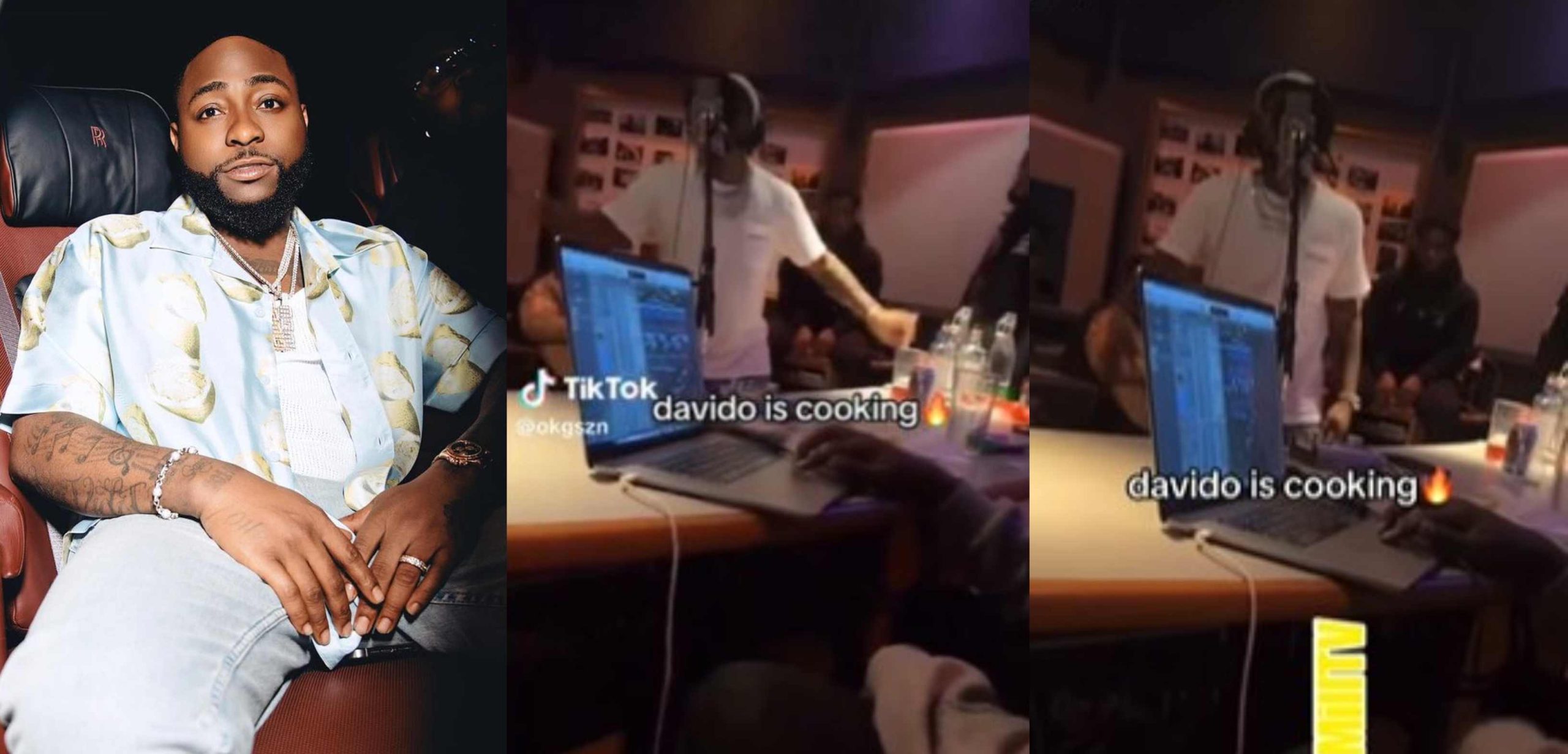 Mixed reactions as singer Davido spotted in the studio cooking a hit song