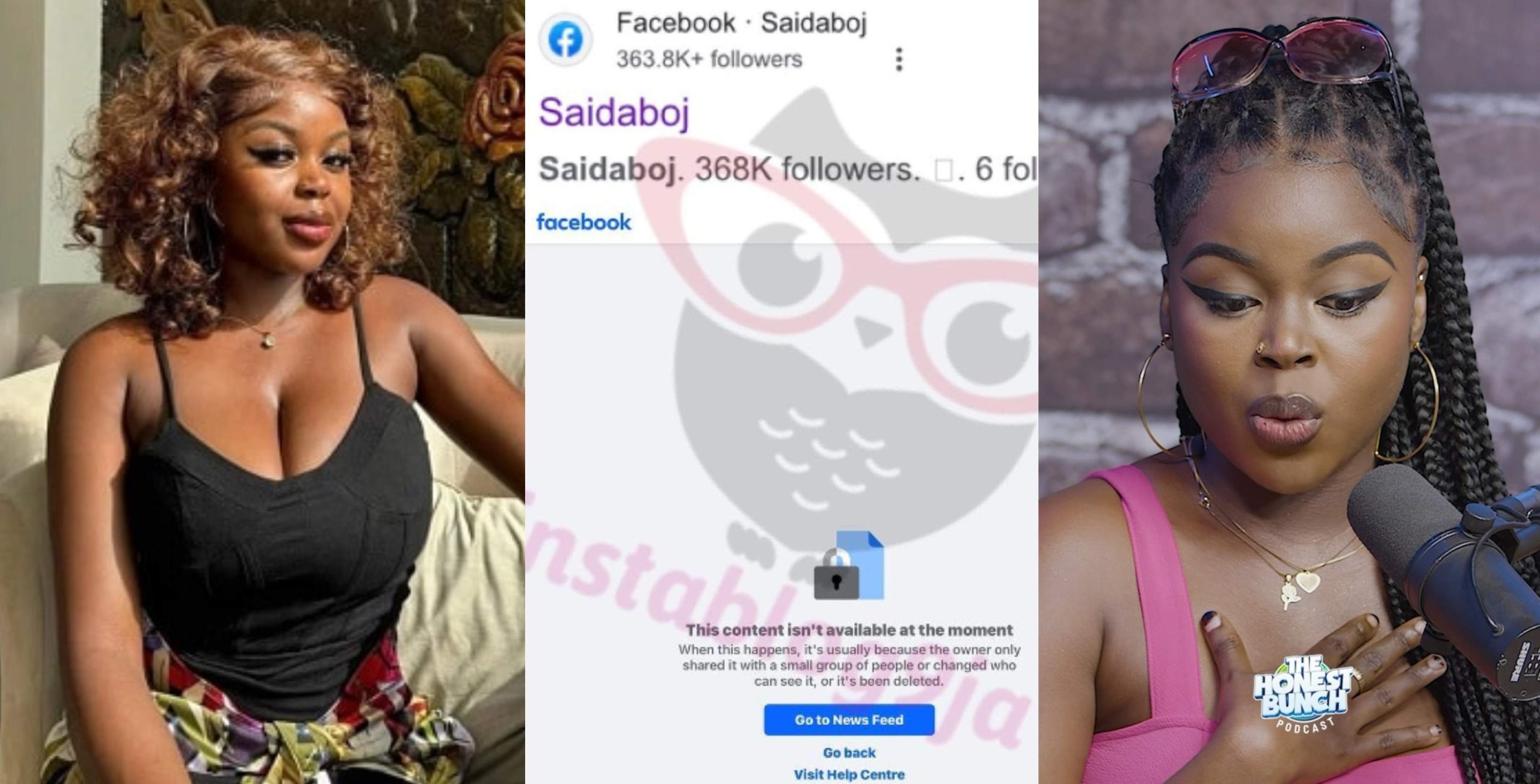 More trouble for Saida Boj as her Facebook page gets disabled minutes after losing her IG and TikTok accounts