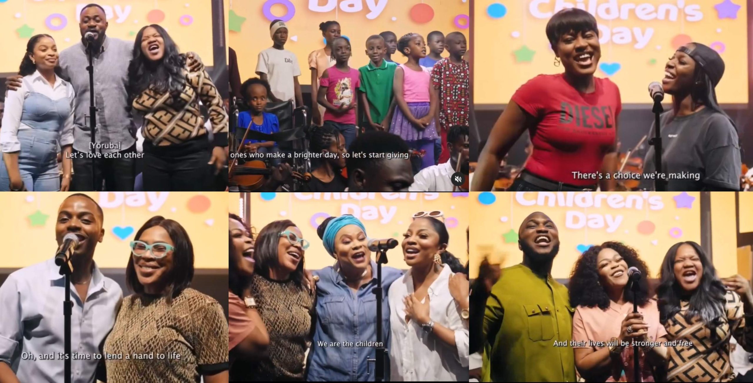 Odunlade Adekola, Korede Bello, Toyin Abraham, Hilda Baci & other celebrities recreate popular song ‘We are the world’ to celebrate Children’s day