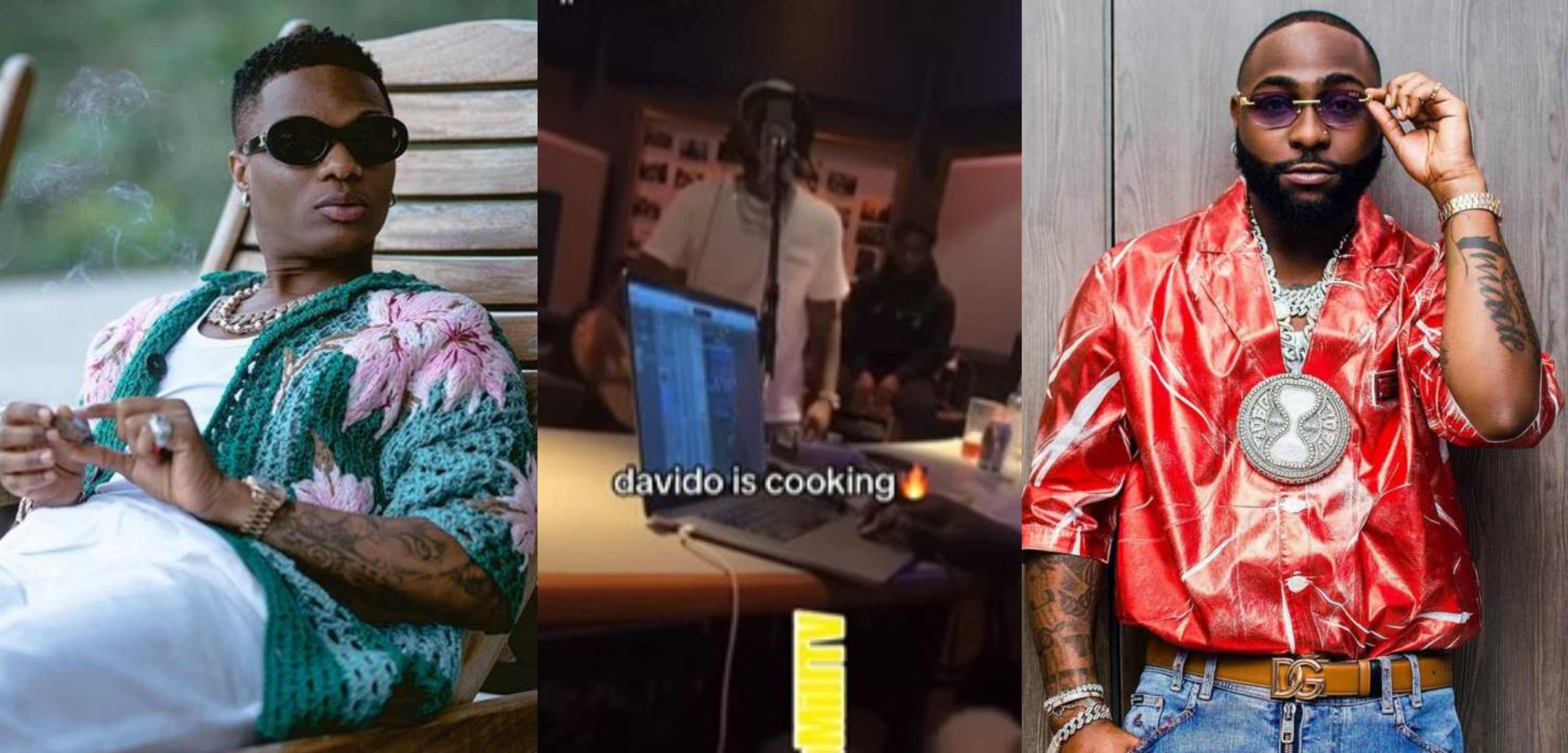 Singer Wizkid reacts after his rival Davido hits the studio cooking a hit song