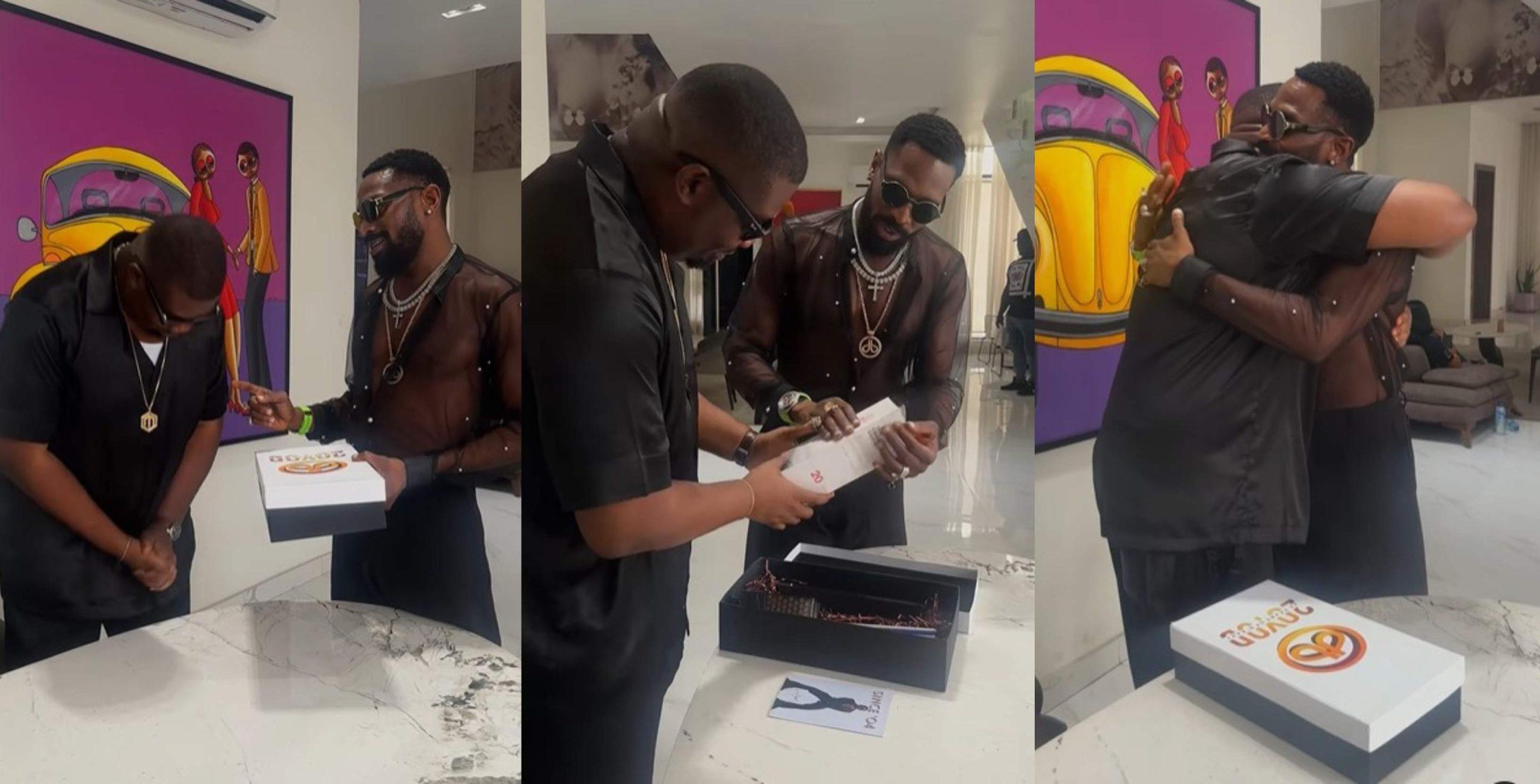 Emotional moment D’banj gives Don Jazzy an invite to his 20yrs anniversary dinner 