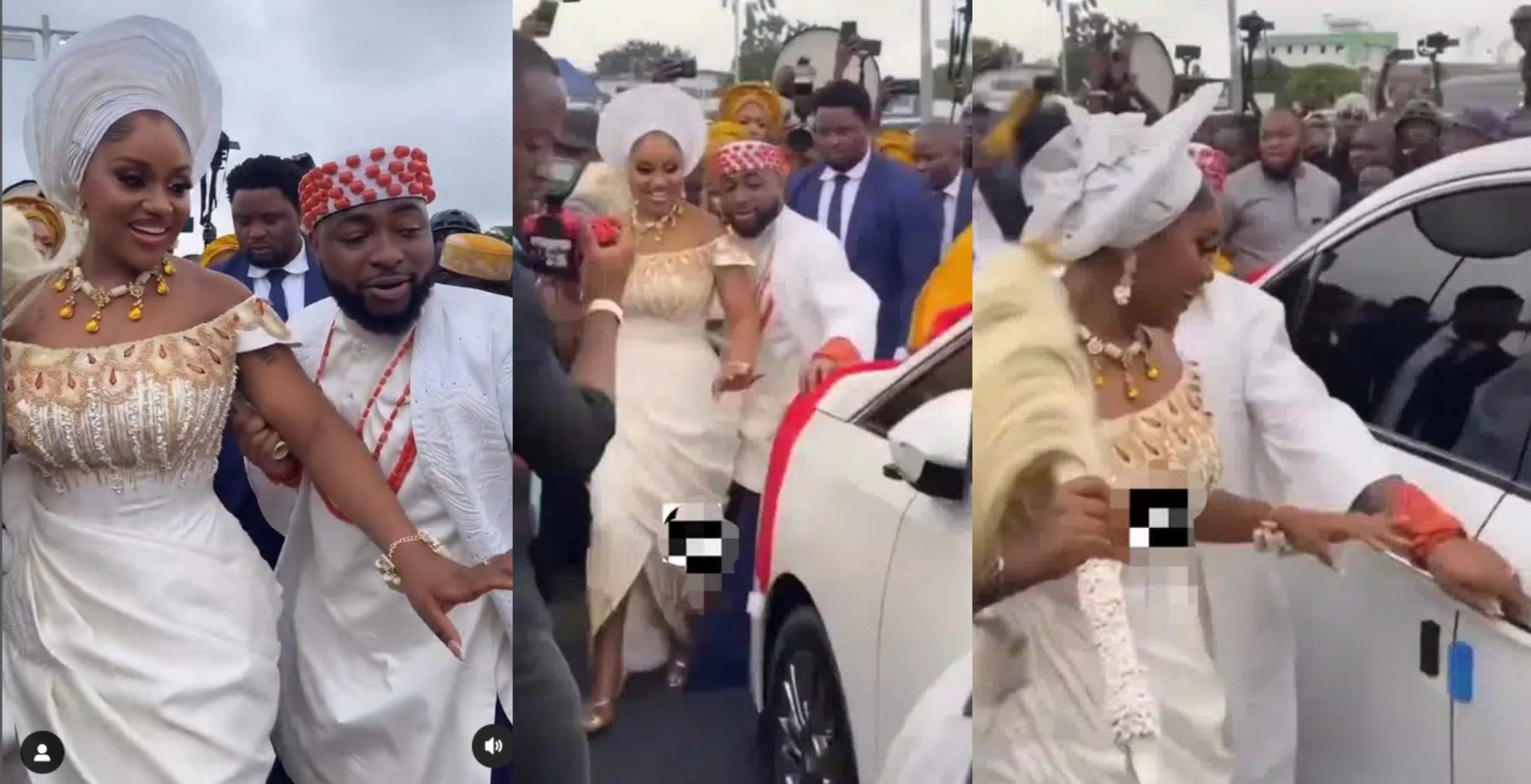 Moment Davido surprises his newly wedded wife, Chioma, with a brand new car on their wedding day