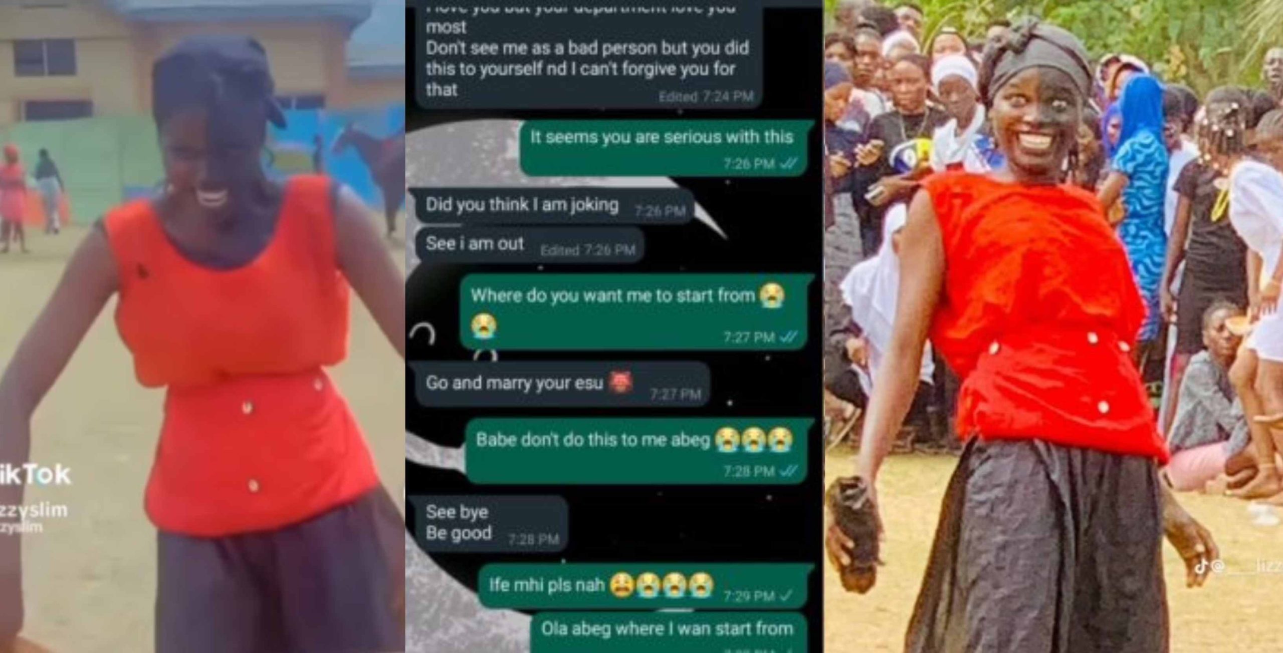 “2 years relationship gone like that” – Nigerian lady reacts as her Boyfriend Dumps her after acting a witch during drama in school [Video]