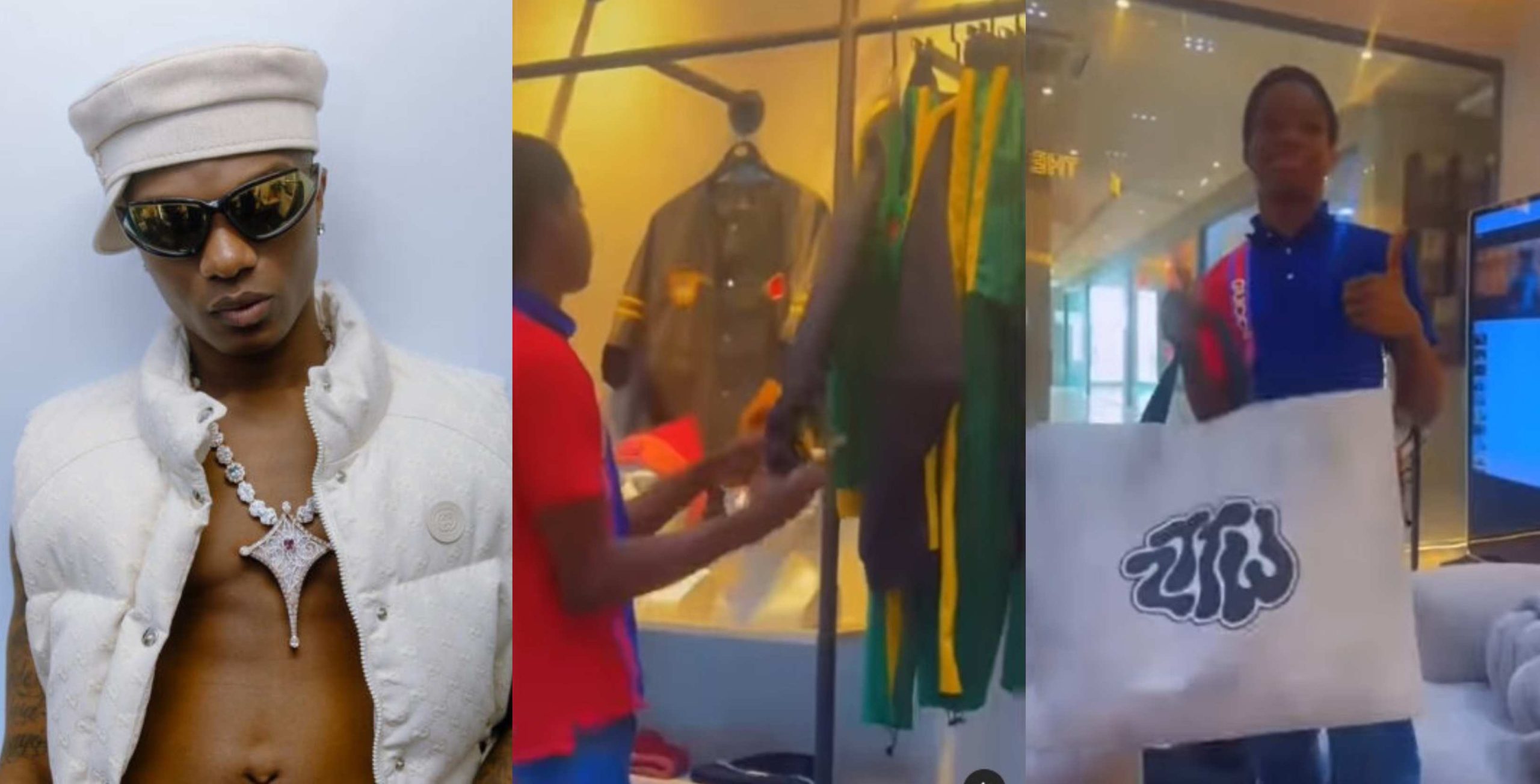 “The Steeze na Hereditary” – Reactions trail as Wizkid sends his first son Boluwatife to rapper Zlatan Ibile fashion store (Video)