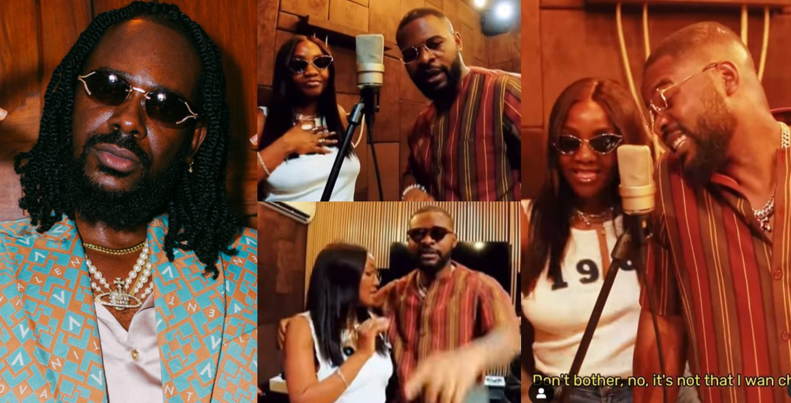 Singer Adekunle Gold reacts as the chemistry between his wife Simi and Falz gets stronger following the release of their new song