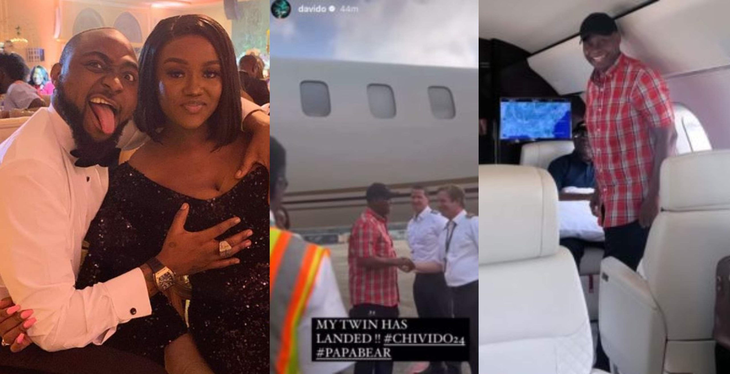 Singer Davido excited as his father arrives Nigeria in his private jet ahead of his wedding in Lagos