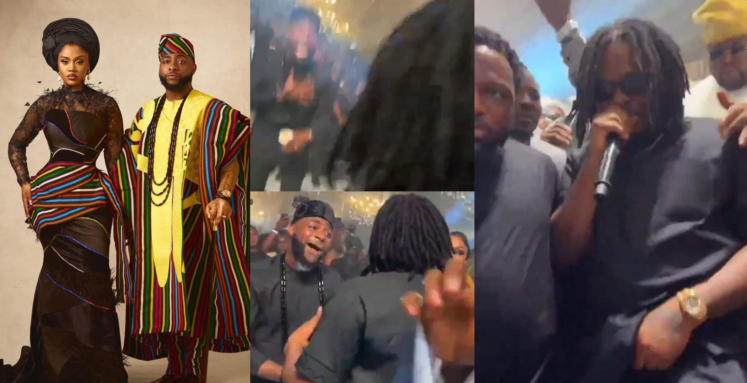 Singer Davido overexcited as Olamide and Fireboy surprisingly showed up at his wedding