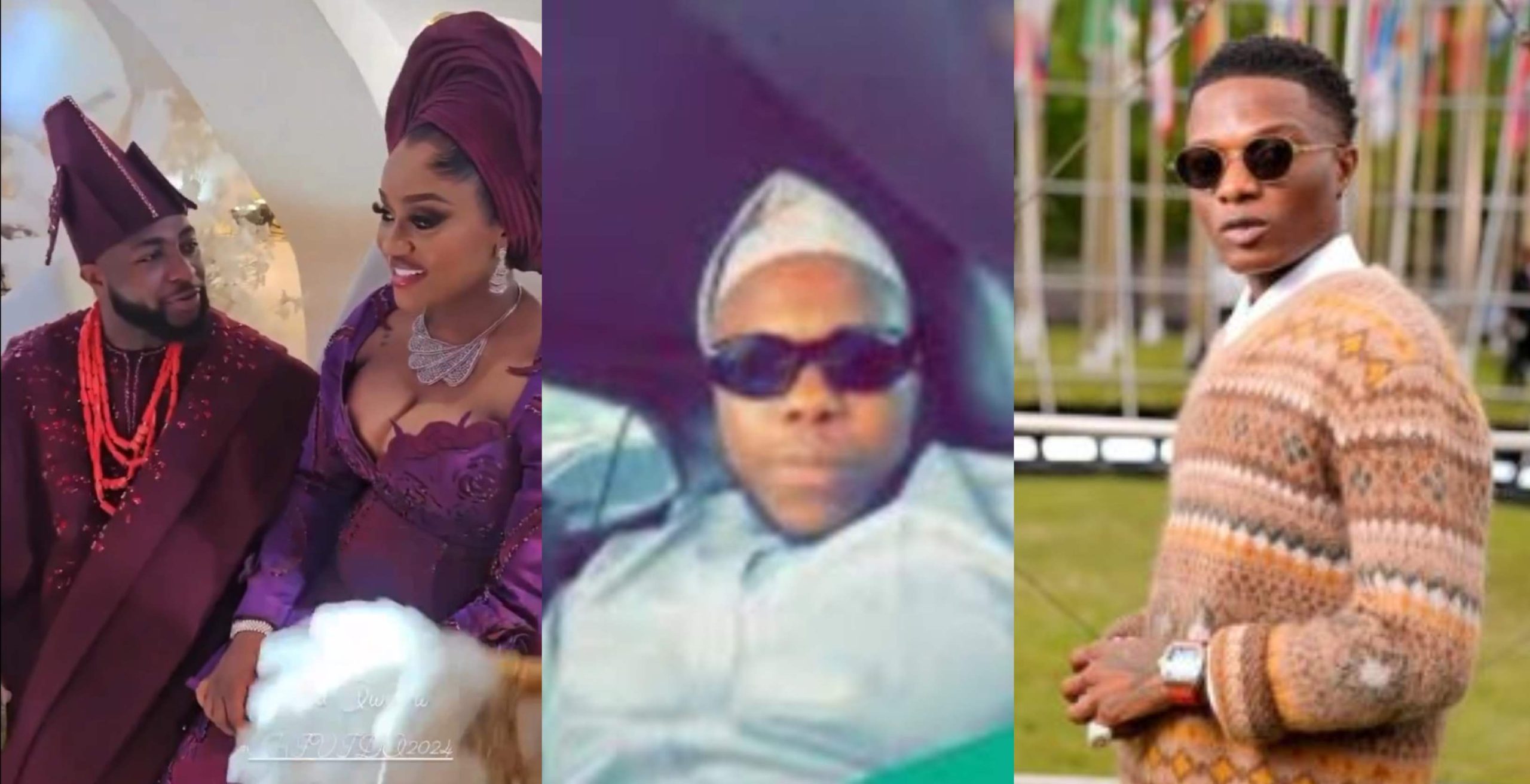 Singer Davido reacts as he sees Wizkid’s PA Femi at his wedding