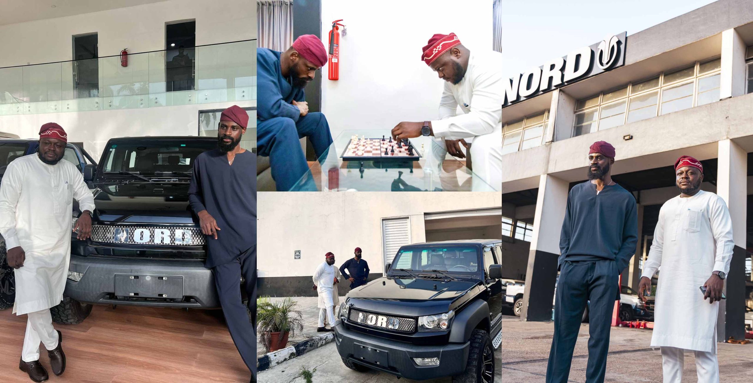 Tunde Onakoya receives a free Nord 7 SUV after defeating dealer Oluwatobi Ajayi in a closely contested chess game