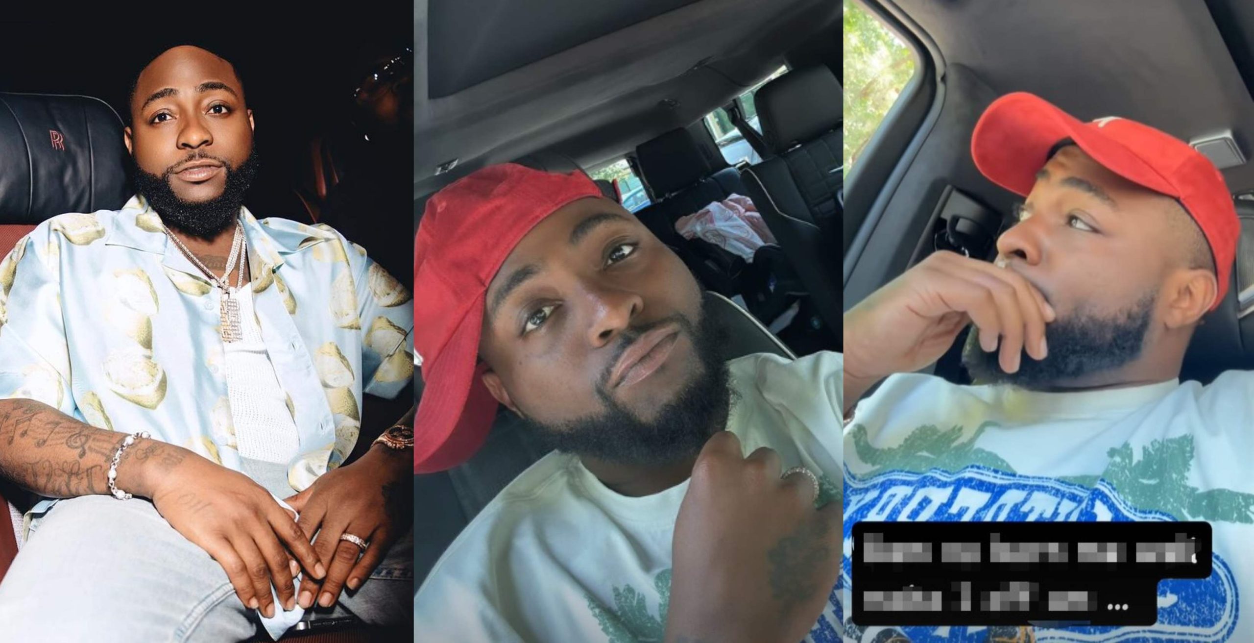 Davido says as he watches Cartoon with his twins inside car