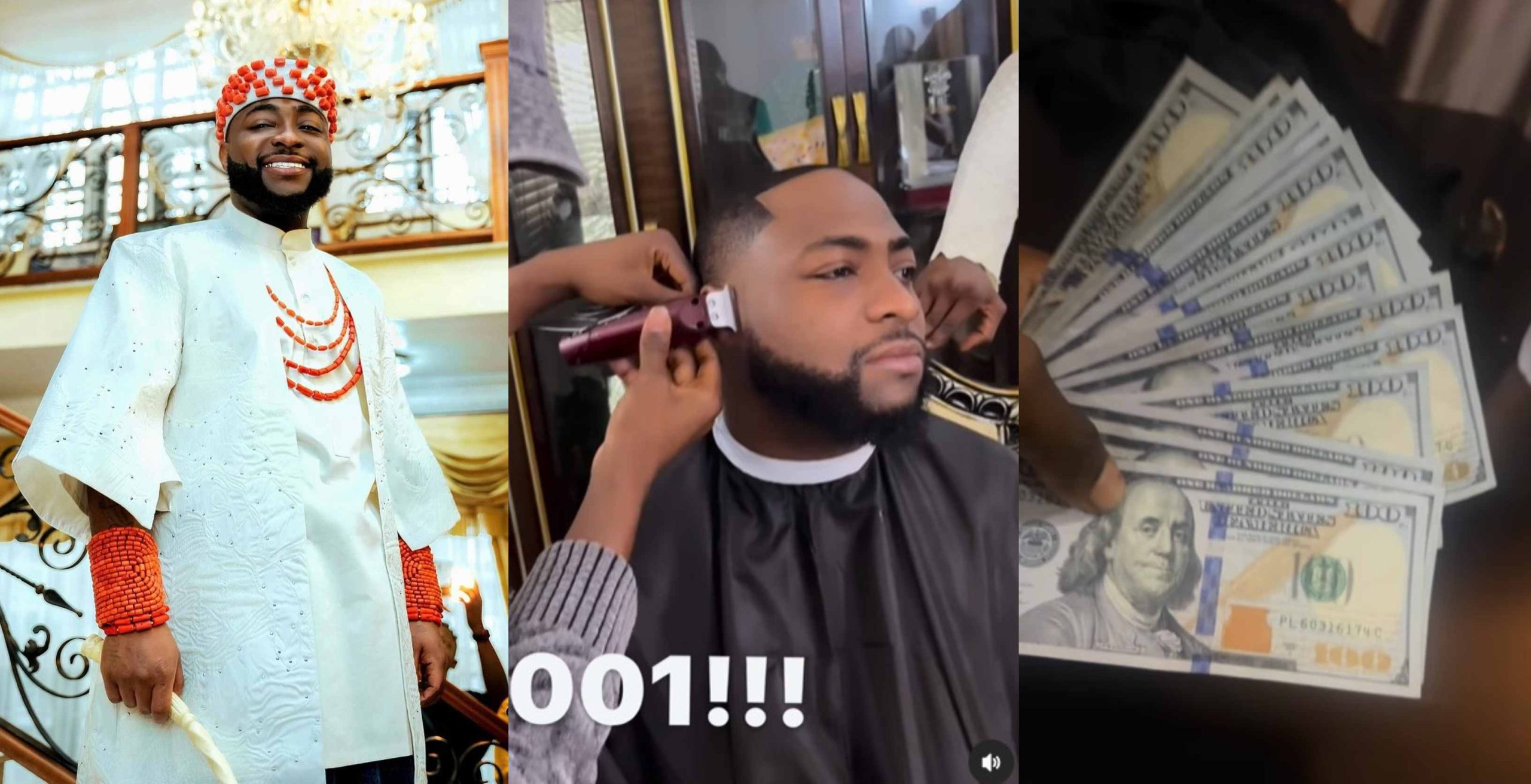 Heartwarming moment singer Davido gifts his barber N1.5M ($1K) for his wedding haircut