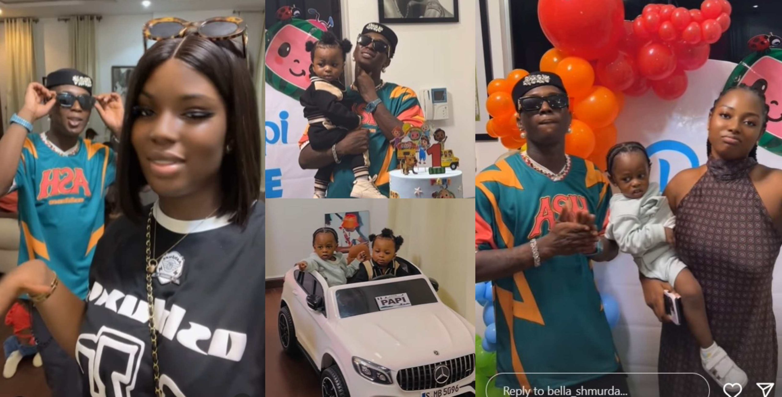 Moment Bella Shmurda celebrates son on his 1st birthday with Mohbad’s wife and son spotted at the party