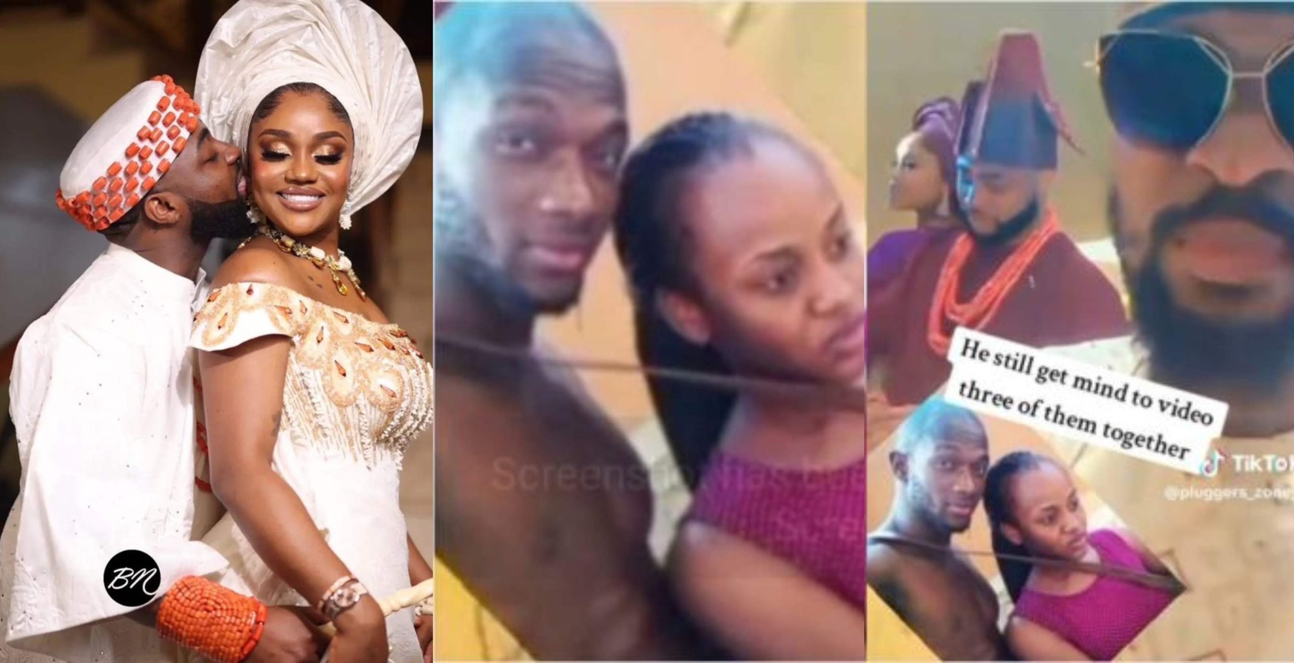 Reactions trail as Chioma Ex Boyfriend spotted at her wedding with Davido