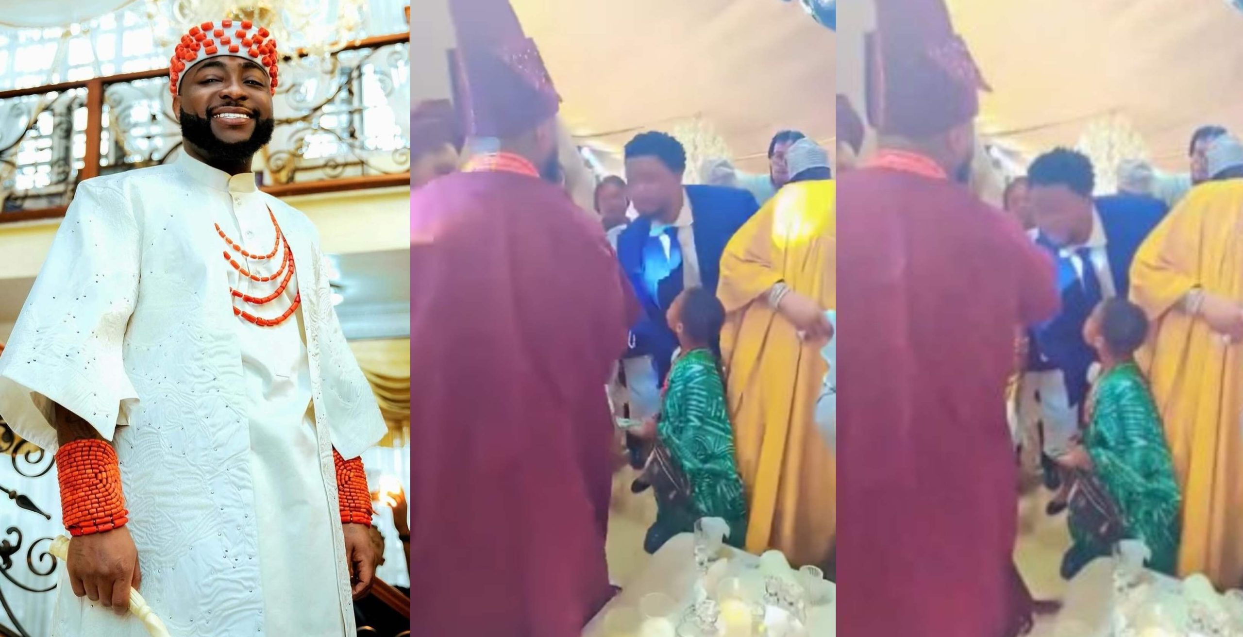 Reactions trail as Davido spotted slapping a guy at his wedding