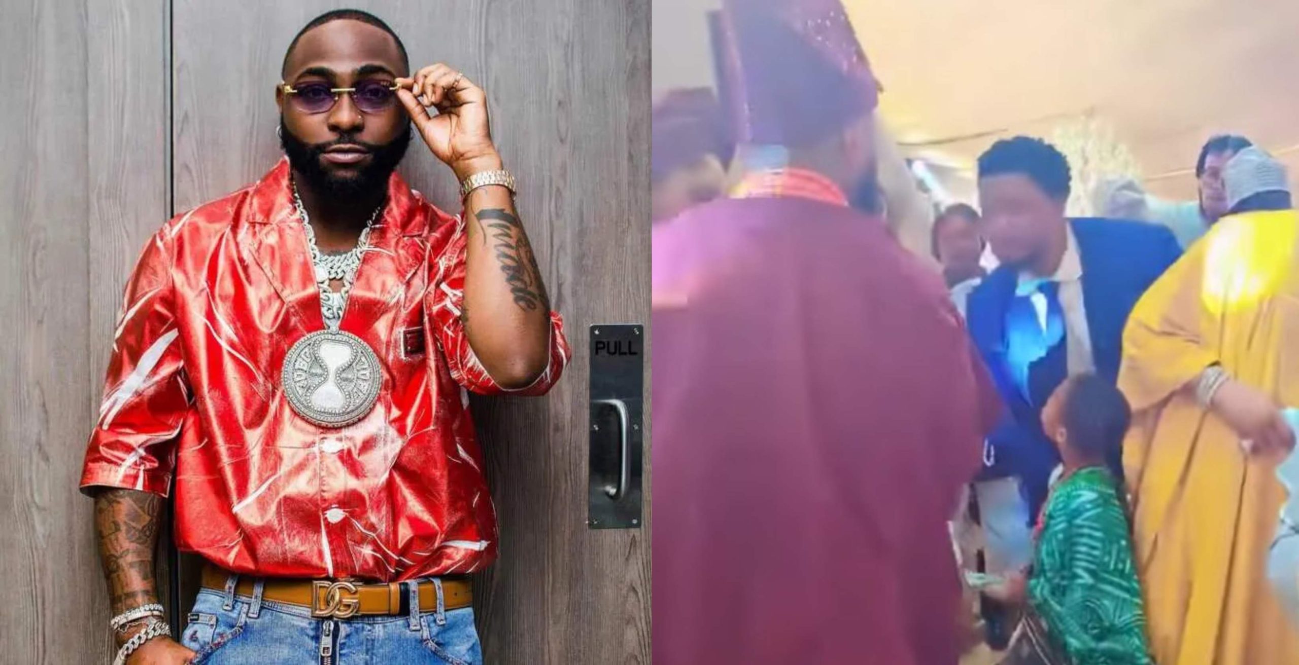 Singer Davido finally reacts as video of him slapping a guy at his wedding with Chioma surface online