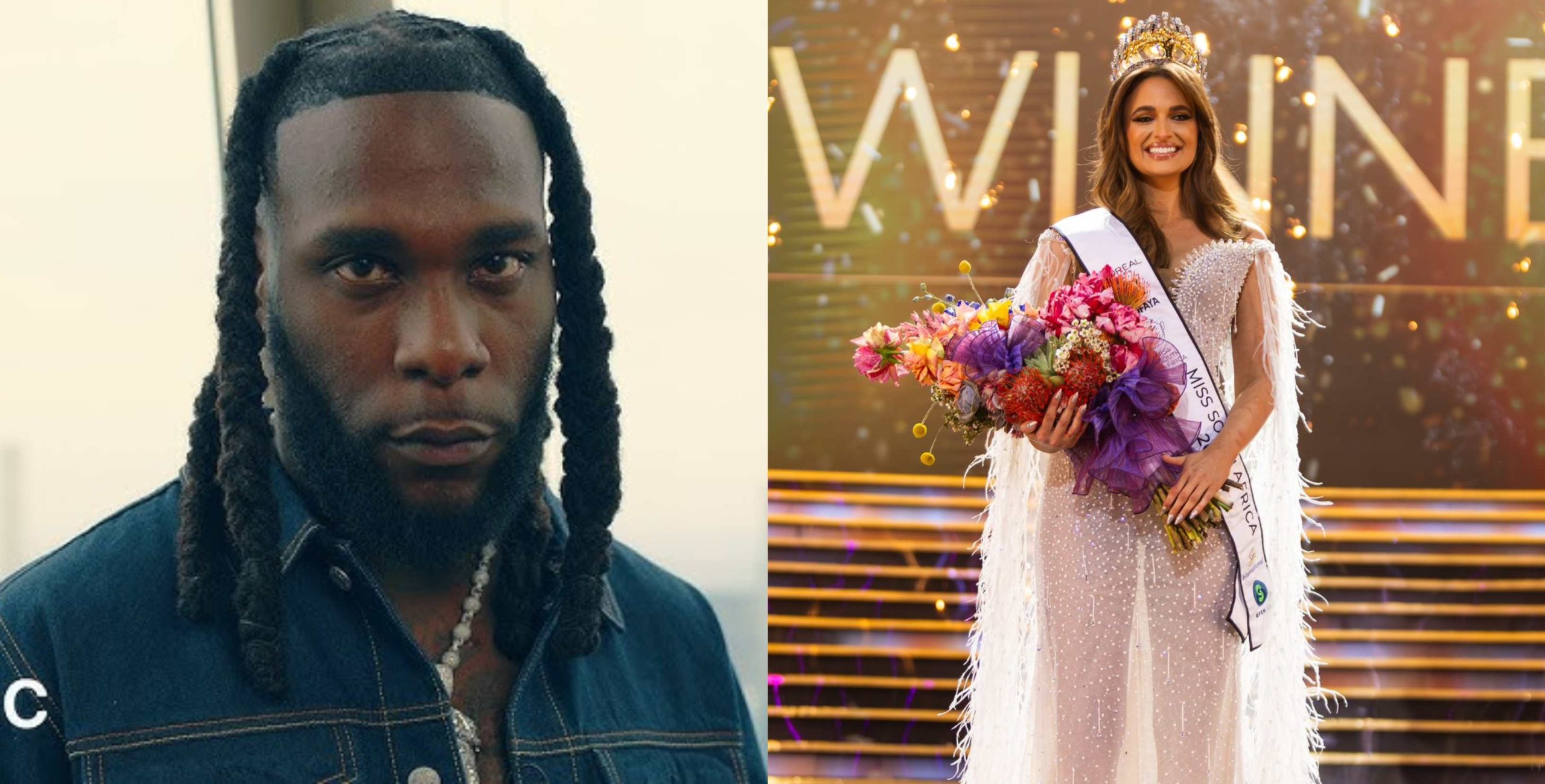 Burna Boy reacts to announcement of new Miss South Africa 2024 after disqualifying Chidimma