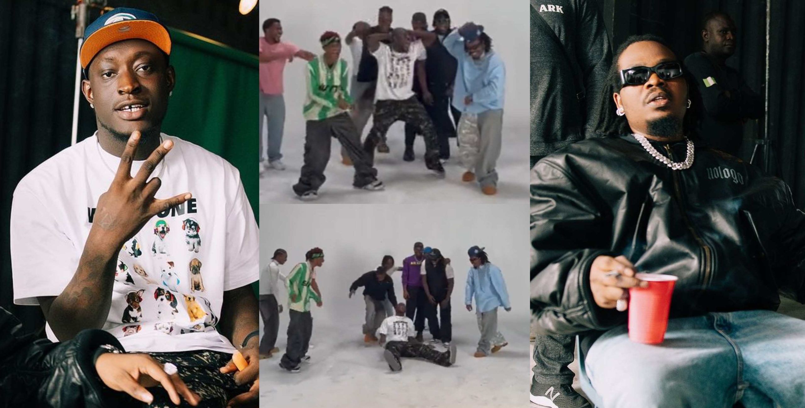 Carter Efe overexcited as Olamide wears his cap during music video shoot of singer Khaid hit song ‘Way Back’ ft Olamide