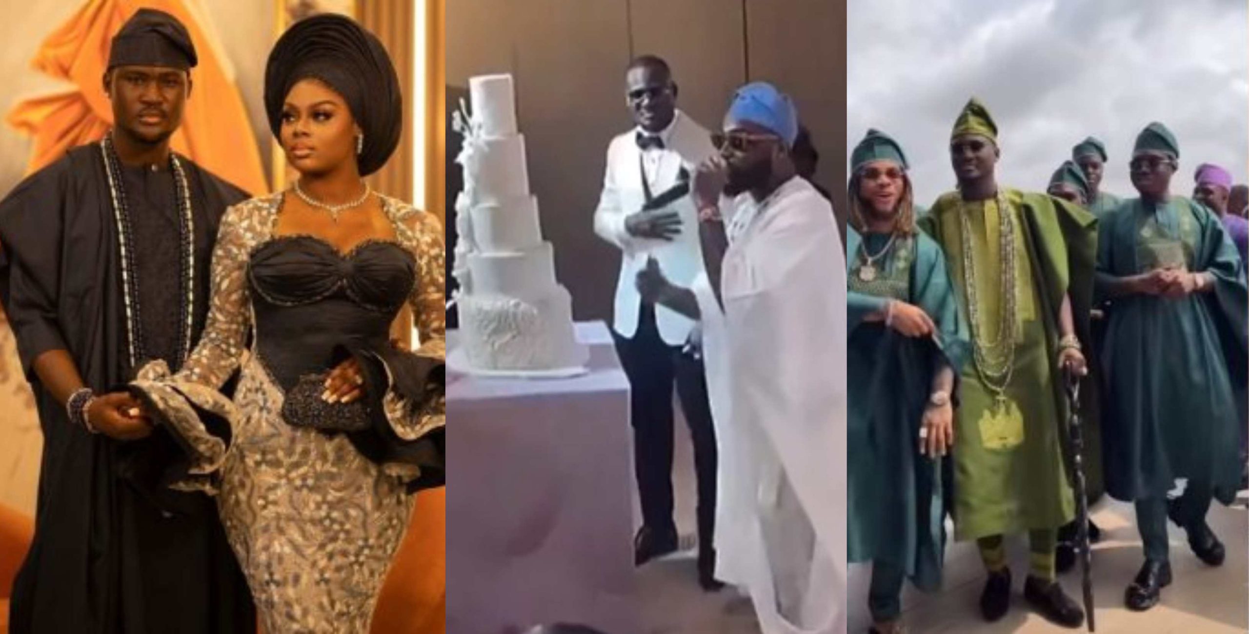 Moment Davido sings praises of blogger Biesloaded at wedding ceremony, Poco Lee, Zlatan & others spotted at event 