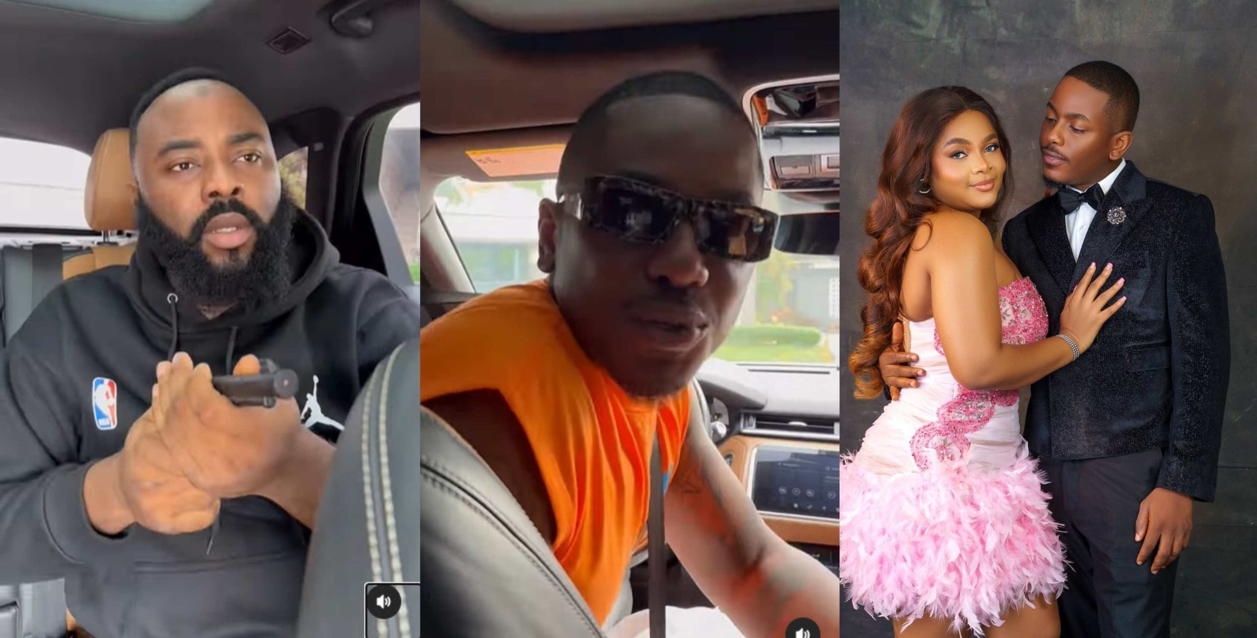 Moment angry VJ Adams fires multiple shots at Timini Egbuson following his proposed wedding with lover Bimbo Ademoye