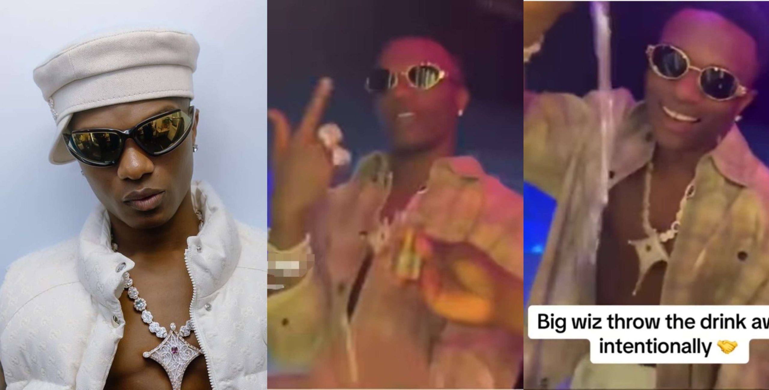 Moment singer Wizkid intentionally pours away drink given to him at a nightclub