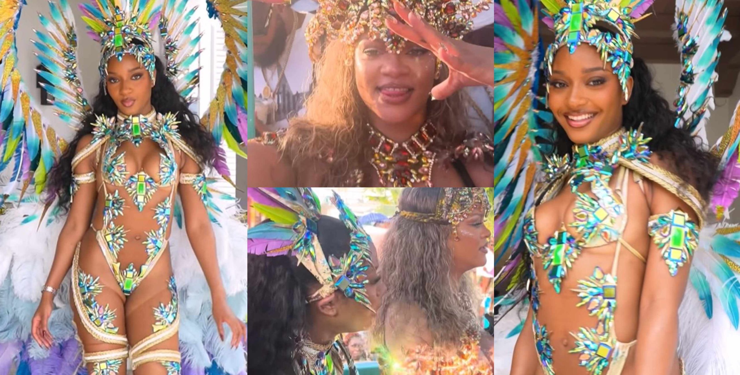 “We don see everything you dey hide under the small skirts” – Reactions trail as Ayra Starr puts her body on full display as she parties with Rihanna at a carnival in Barbados (Video)