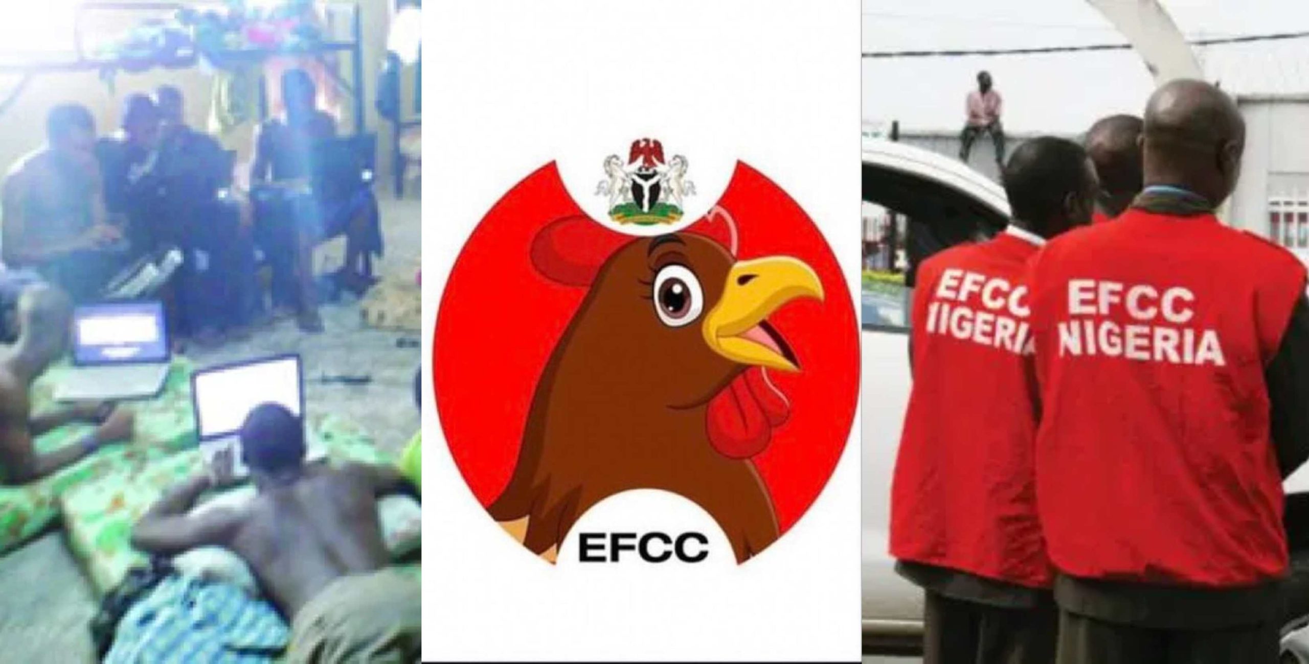 “EFCC don turn KFC” – Reactions trail as Yahoo boys changed EFCC logo from eagle to chicken after they hacked their account