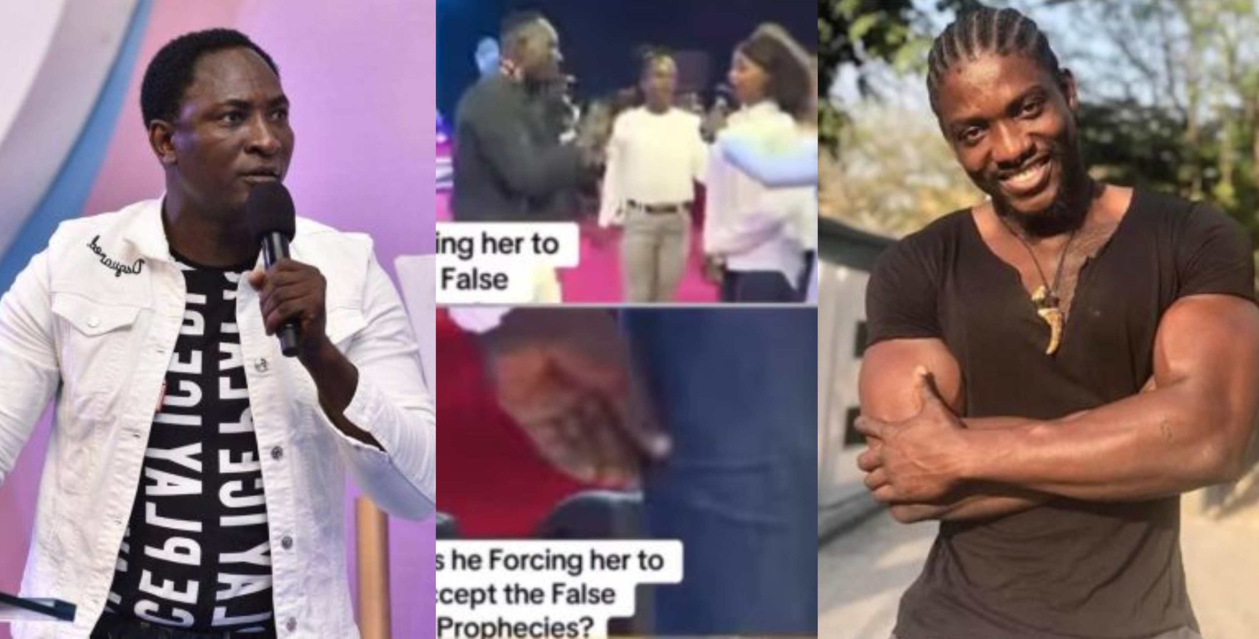 “Why is he forcing her to accept it” – Verydarkman digs up video evidence of Prophet Jeremiah Fufeyin forcing female church member to accept a false prophecy [Video]