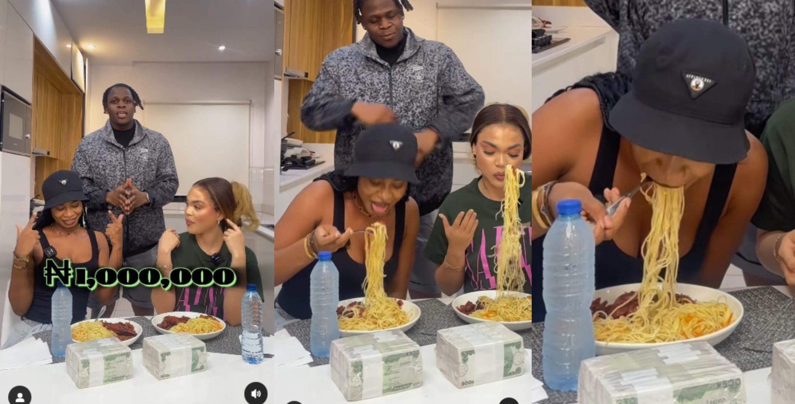 Moment Priscilla Ojo unleashed her inner glutton during an eating competition on the Asherkine show