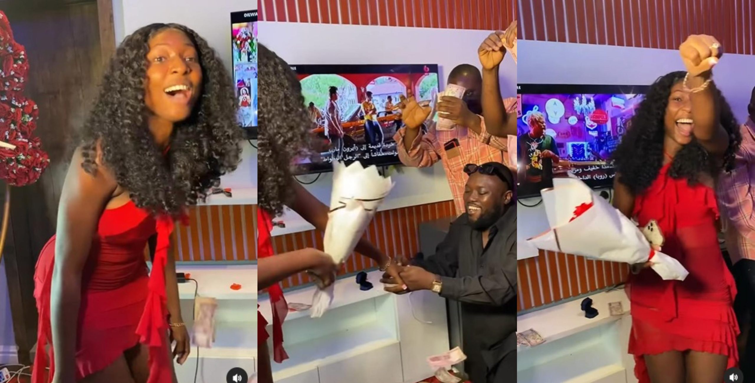 Nigerian lady overexcited as she finally gets engaged to her lover